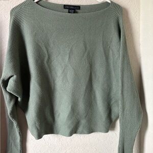 Joan Vass Light Sage Ribbed Boatneck Sweater